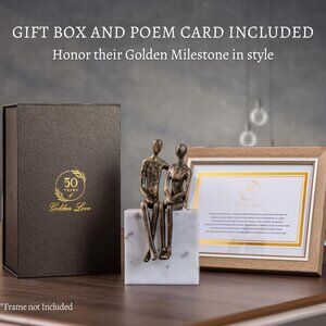 BRAND NEW IN BOX - 50th Anniversary Couple Gifts - Iron and Marble Sculpture